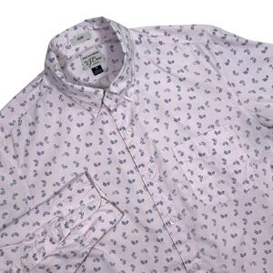 J. Crew Slim Stretch Secret Wash Shirt Floral Print Button Down Mens M‎ Pink
